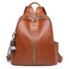 (brown, One size) women's soft leather backpack travel bag