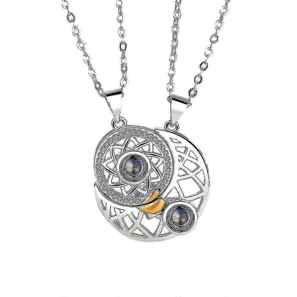 (As Show, One Size) Couple Magnetic Pairing Necklace Sun Moon Projection 5062994732829