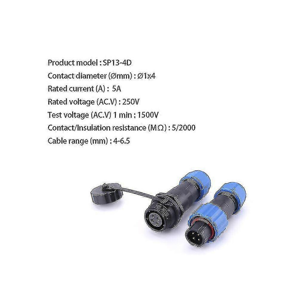 (Sp13-4D, One Size) Ip68 Sp13 Waterproof Connector 2Pin 3Pin 4Pin 5Pin 6Pin 7Pin Cable Connectors Plug And Socket Connector Aviation Plug 5062994793141