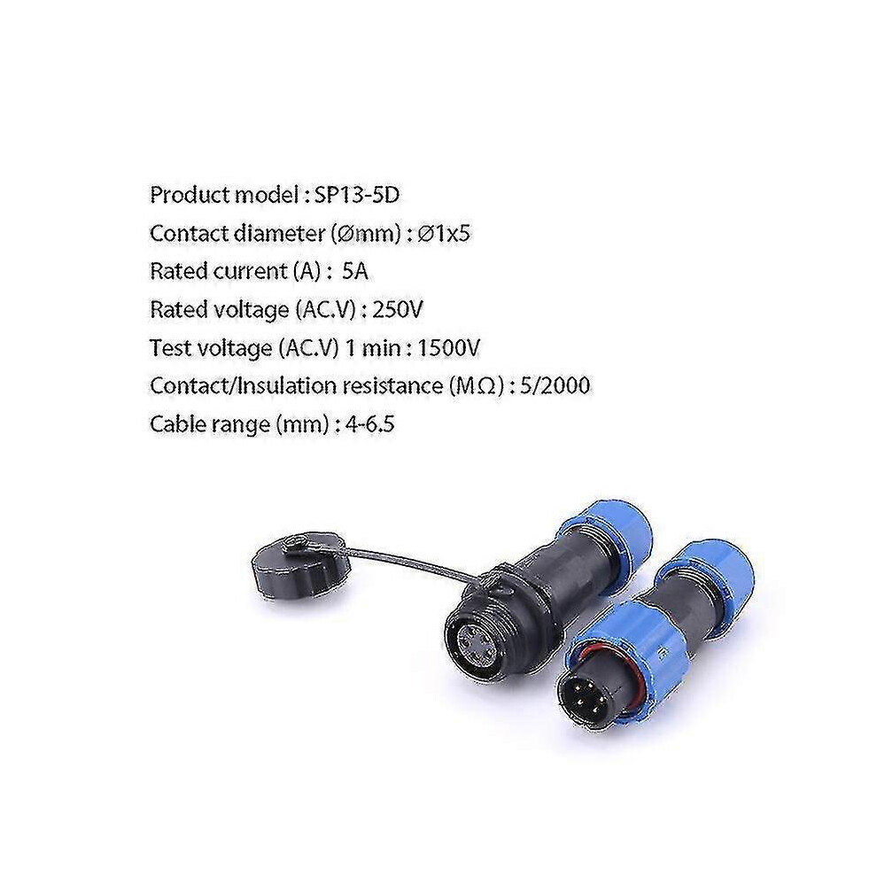 (Sp13-5D, One Size) Ip68 Sp13 Waterproof Connector 2Pin 3Pin 4Pin 5Pin 6Pin 7Pin Cable Connectors Plug And Socket Connector Aviation Plug 5062994793158