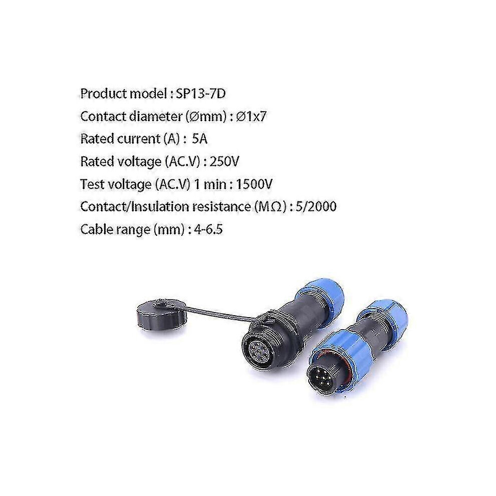 (Sp13-7D, One Size) Ip68 Sp13 Waterproof Connector 2Pin 3Pin 4Pin 5Pin 6Pin 7Pin Cable Connectors Plug And Socket Connector Aviation Plug 5062994793172