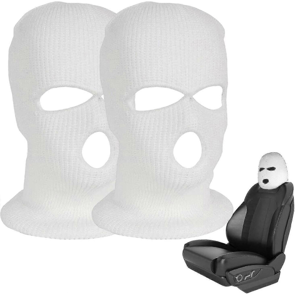 (White, One Size) Universal Car Headrest Cover, 2Pcs Personalized Funny Hat For Car Seat Headcover, Halloween Car Front Seat Head Rest Protector Cover 5062994721953