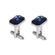 paio di gemelli in vetro colorato con diamanti alla moda, da donna e da uomo, per occasioni aziendali, regalo di nozze (blu)