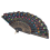 (R) Colored Embroidered Flower Pattern Black Cloth Folding Hand Fan for Woman 3