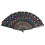 (R) Colored Embroidered Flower Pattern Black Cloth Folding Hand Fan for Woman 1