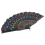 (R) Colored Embroidered Flower Pattern Black Cloth Folding Hand Fan for Woman 4