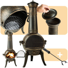 Chiminea Cast Iron Garden Heater BBQ Fire Pit Grill Large Fireplace Barbecue
