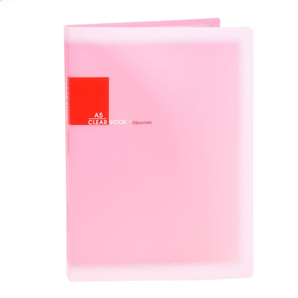 Classeur ? documents en plastique A5 avec 20 pochettes, rose