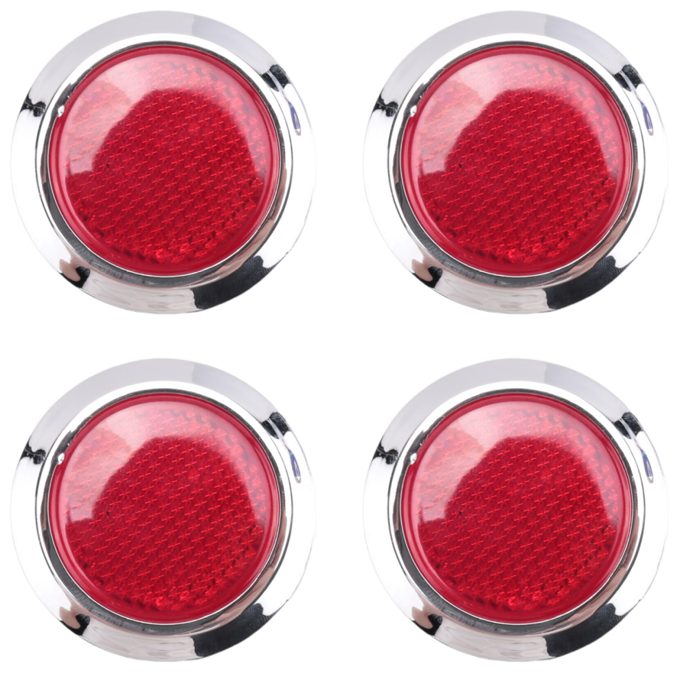 4 Pcs Auto Car Plastic Round Reflective Reflector Sticker Red 4852884927890