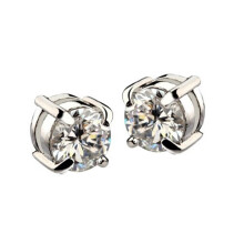 1 Pair Fashion Ear Stud Earring White+Silver