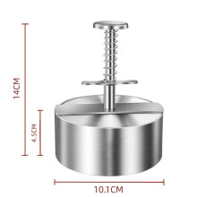 (Diameter 10.1 CM) Hamburger Patty Maker Press 304 Stainless Steel Non-Stick Round Manual Rice Ball Mold