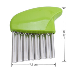(Green) Stainless Steel Potato Chip Slicer Dough Vegetable Fruit Crinkle Wavy Slicer Knife Potato Cutter Chopper French