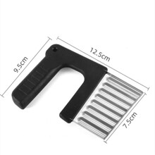 (Potato Wave Knife) Stainless Steel Potato Chip Slicer Dough Vegetable Fruit Crinkle Wavy Slicer Knife Potato Cutter Chopper French