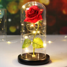 (B45) Wedding LED Enchanted Galaxy Rose With Lights In Dome Beauty and the Beast Rose