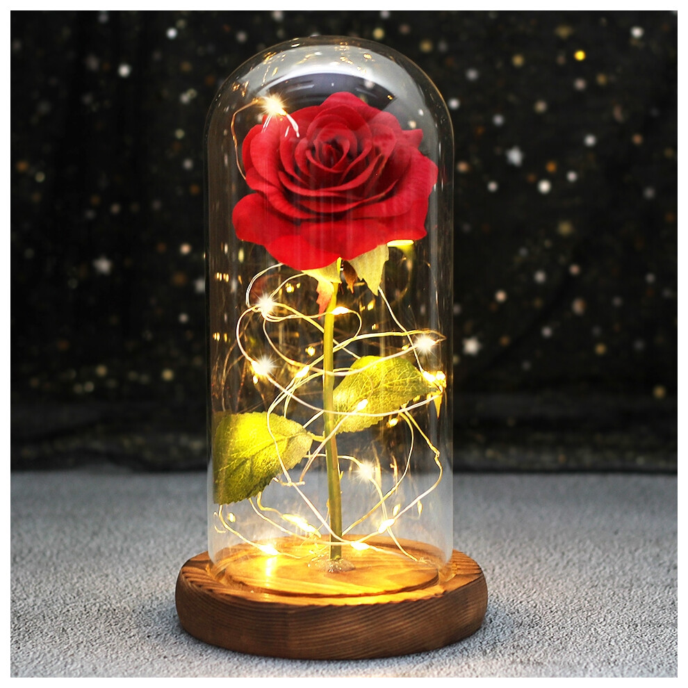 Flemye (B17) Wedding Led Enchanted Galaxy Rose With Lights In Dome Beauty And The Beast Rose
