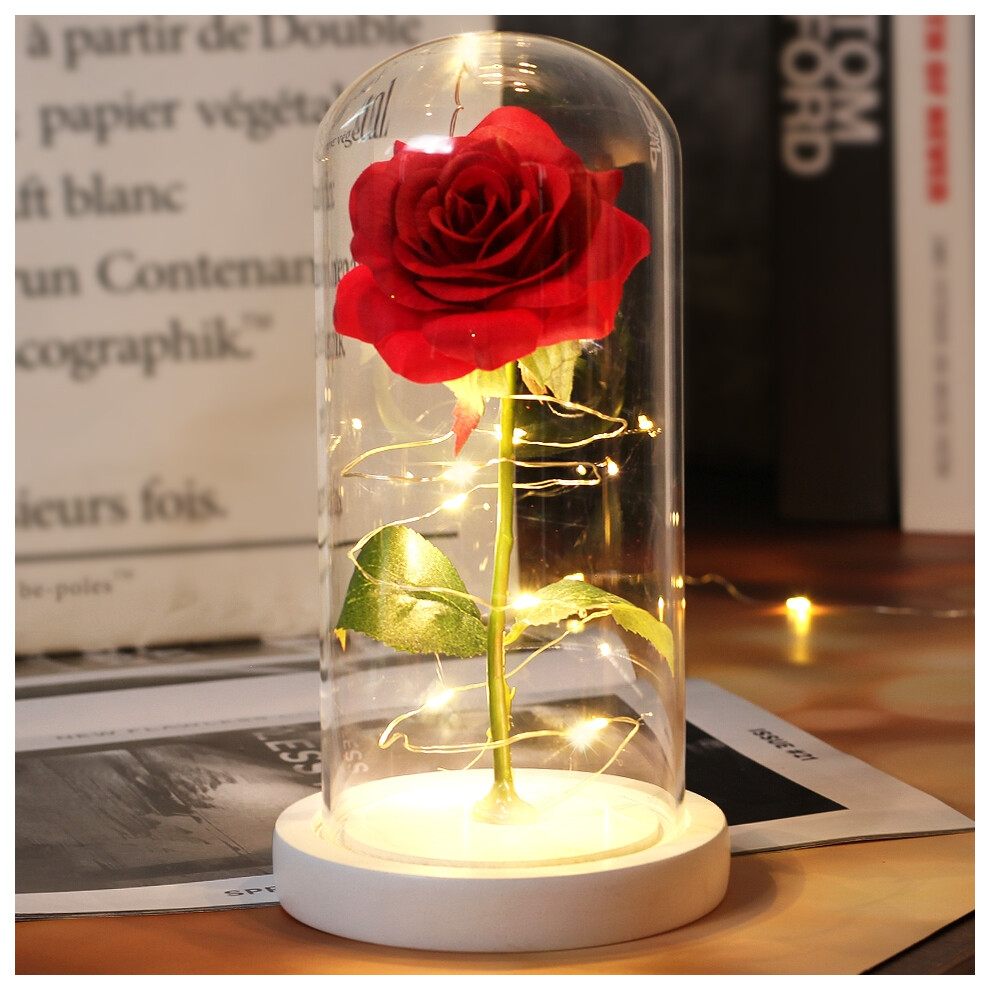Flemye (B27) Wedding Led Enchanted Galaxy Rose With Lights In Dome Beauty And The Beast Rose