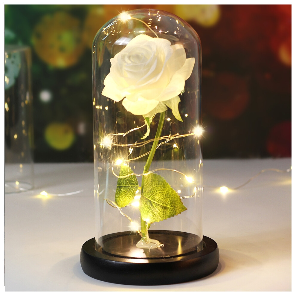 Flemye (B43) Wedding Led Enchanted Galaxy Rose With Lights In Dome Beauty And The Beast Rose