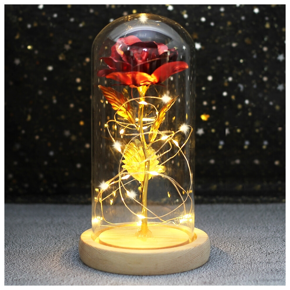 Flemye (B31) Wedding Led Enchanted Galaxy Rose With Lights In Dome Beauty And The Beast Rose