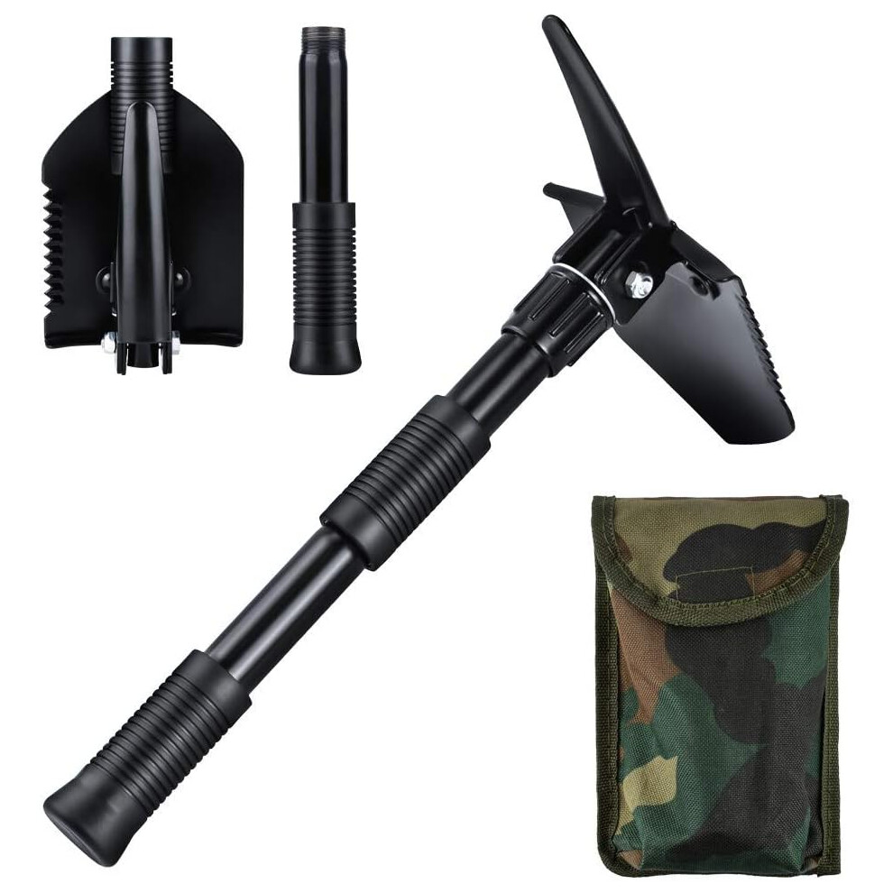 Mini Folding Shovel 40cm, Multifunctional Garden Shovel, Survival Shovel Carbon Steel with Carry Bag for Camping, Hiking and Outdoor Activities