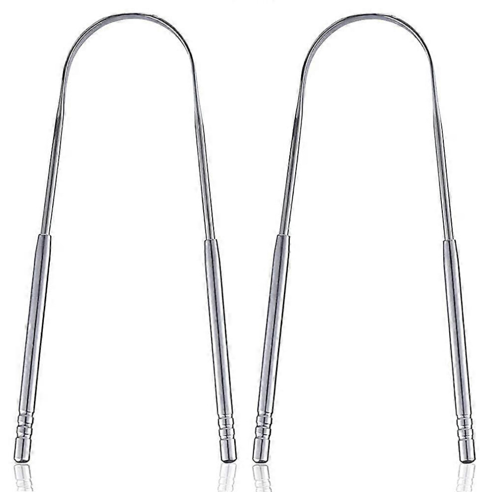 (As show, One size) Tongue Scraper Stainless Steel,Tongue Cleaners Fresh Breath Restored Taste U Size(2Pcs)