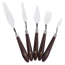 (As show, One size) 5PCS Painting Knife Set, Palette Knife Painting Tools, Oil Painting Mixing Scraper- Brown