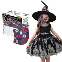 (As show, One size) Halloween Children's Mask Disposable Face Mask Industrial 3ply Ear Loop 50pcs