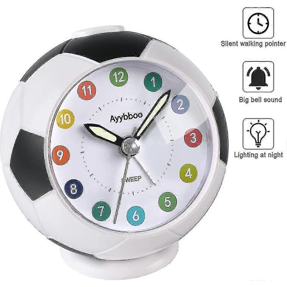 (As Show, One Size) Kids Alarm Clock Boys Girls, Alarm Clocks Analog Kids Football Analog Alarm Wrezatro