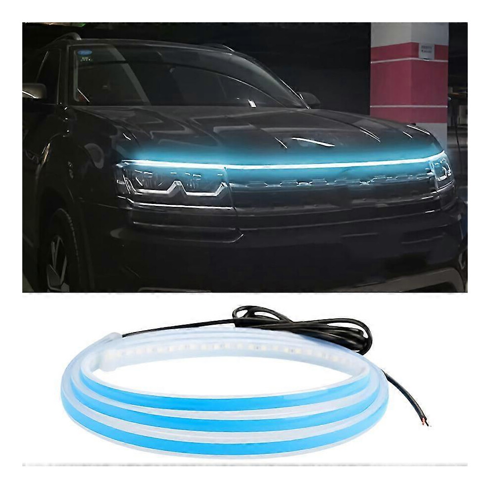 (180Cm, Ice ) Led Daytime Running Strips Car Hood Lights Drl With Start Scan Auto Head Strip Flexible Waterproof Drl Led Lamp Blue/Light 5063611317566