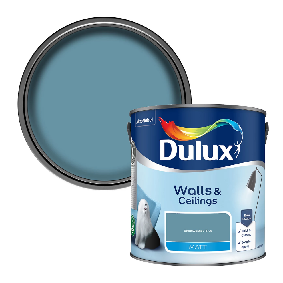 Dulux Matt Stonewashed Blue 2.5L Paint - Image 3