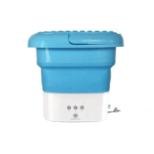 Blue Portable Travel Washing Machine, Mini Folding Machine Combo with Small Drain Basket UK Plug