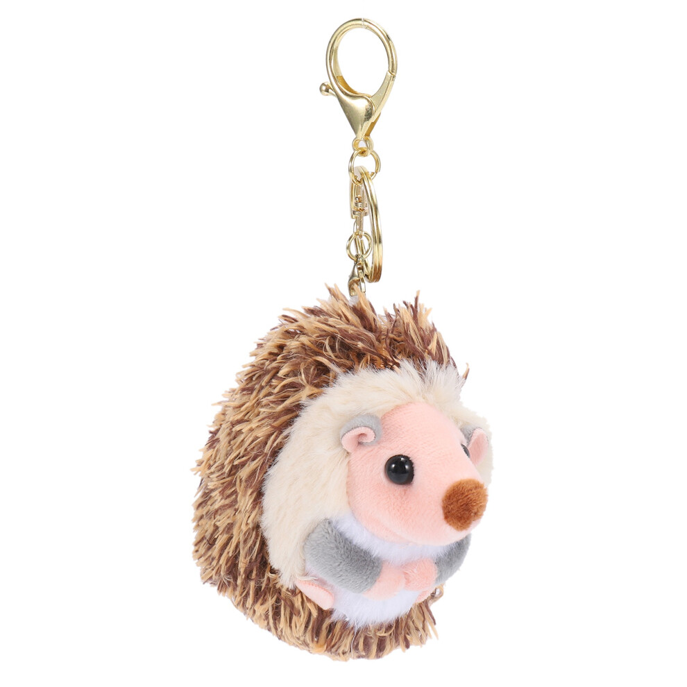 Porte-cl?s en peluche h?risson mignon pendentif pour t?l?phone portable porte-cl?s pompon anneau jouet marron anime fourrure cadeaux