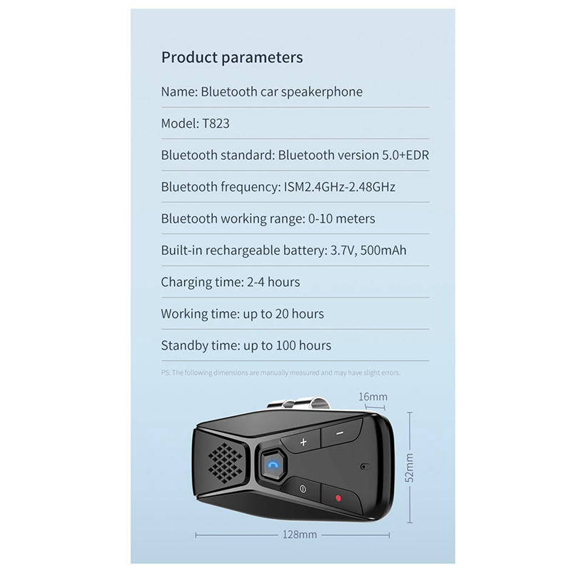 Haut-parleur Bluetooth Pour Visière De Voiture - Kit Mains Libres Avec Lecteur MP3, Compatible Tous Appareils