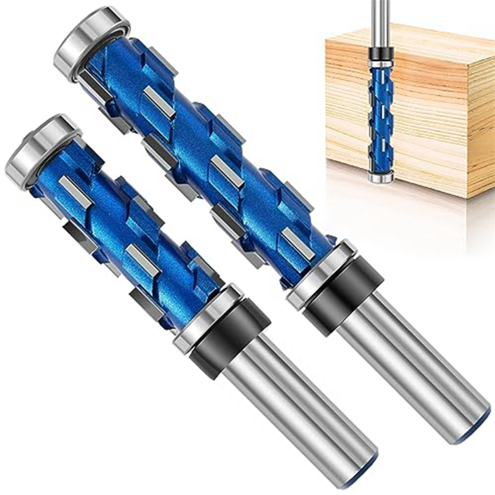 2Pc Flush Trim Router Bit Set 1/2Inch Shank,Double Bearing Spiral Trimming Tool Woodworking Milling Cutter For Wood 4851337807284