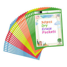 30-Pack droog uitwisbare hoezen, herbruikbare tickethouders, doorzichtige plastic paginabeschermers, organisatiebenodigdheden voor school
