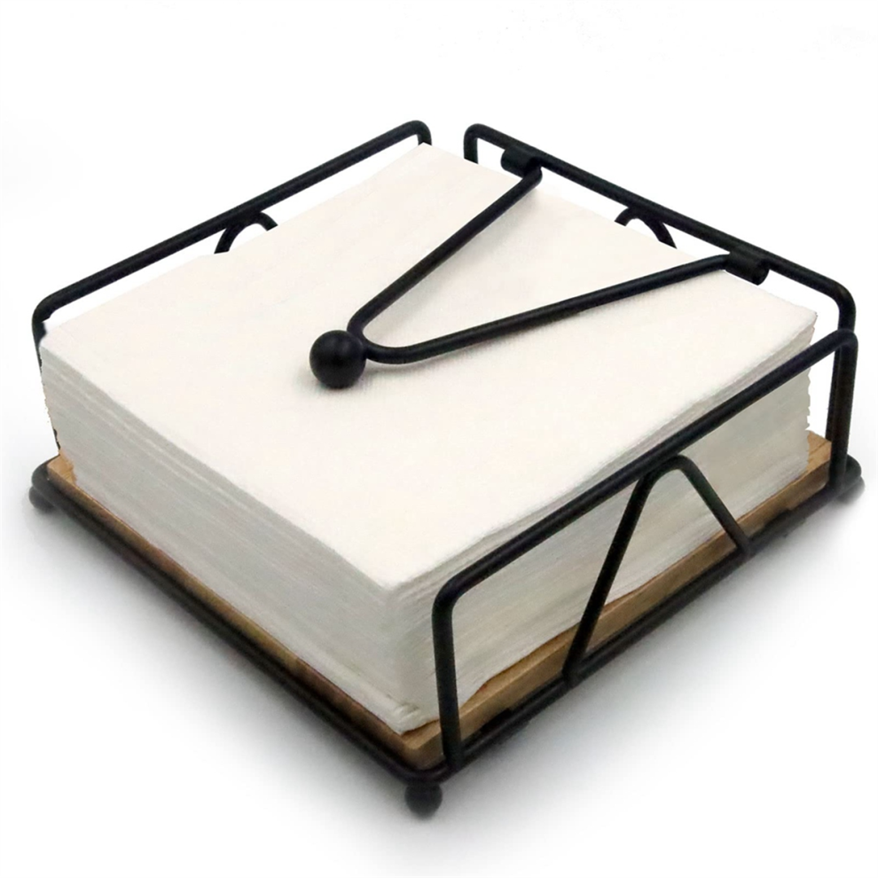 Servilletero Para Mesa, Soporte De Metal Y Madera, Soportes De Pie Para Servilletas De Papel, Encimera De Cocina-image