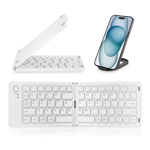 Mini Foldable Bluetooth Wireless Keyboard (Sync Up to 3 Devices), Portable Folding for Android ,White 2