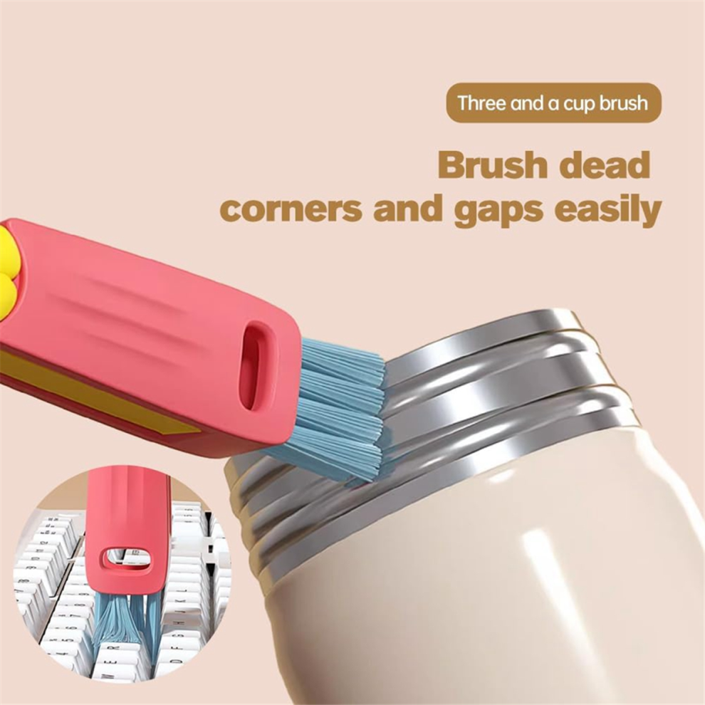 Brosse de nettoyage de bouche multifonctionnelle 3 en 1, brosse de nettoyage de cuisine rotative, gadgets, nettoyeur de couvercle, bleu