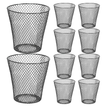 Round Wastepaper Basket, Wire Mesh Desk Metal Trash Can Recycling Garbage Container for Bedroom Office(10pcs)