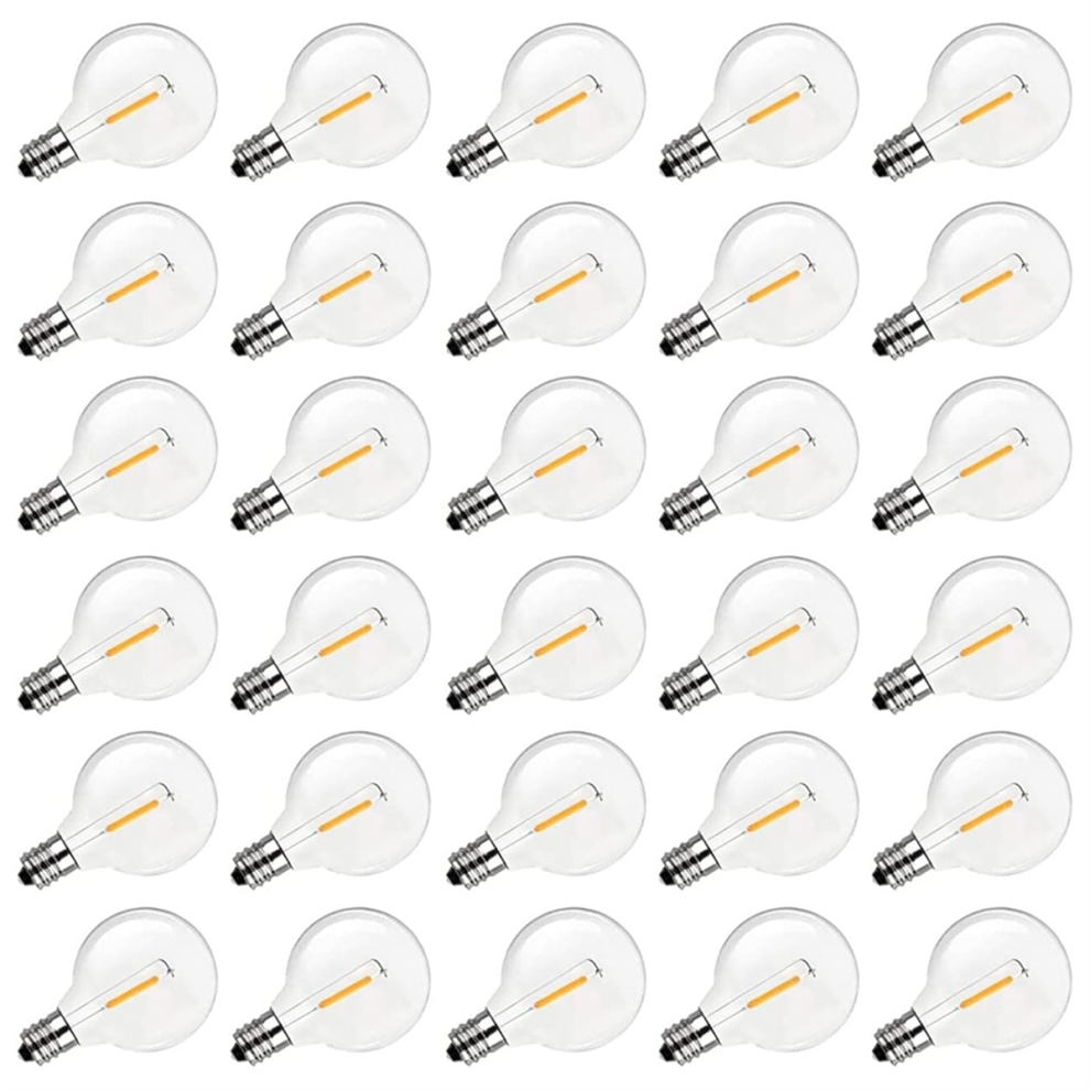 Kopinma G40 Led Replacement Bulbs, E12 Screw Base Shatterproof Globe Bulbs For Outdoor String S, Warm 30Pack Light/White