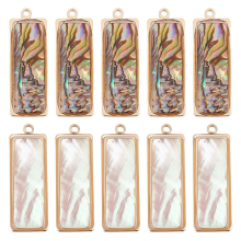 10 pezzi 2 colori ciondoli in conchiglia di abalone ciondoli naturali rettangolo marino pendenti
