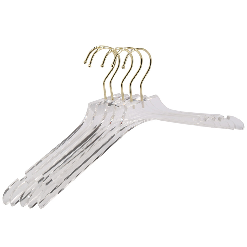 Lot de 5 cintres en acrylique transparent avec encoches pour chemises et robes transparentes pour femmes et enfants L