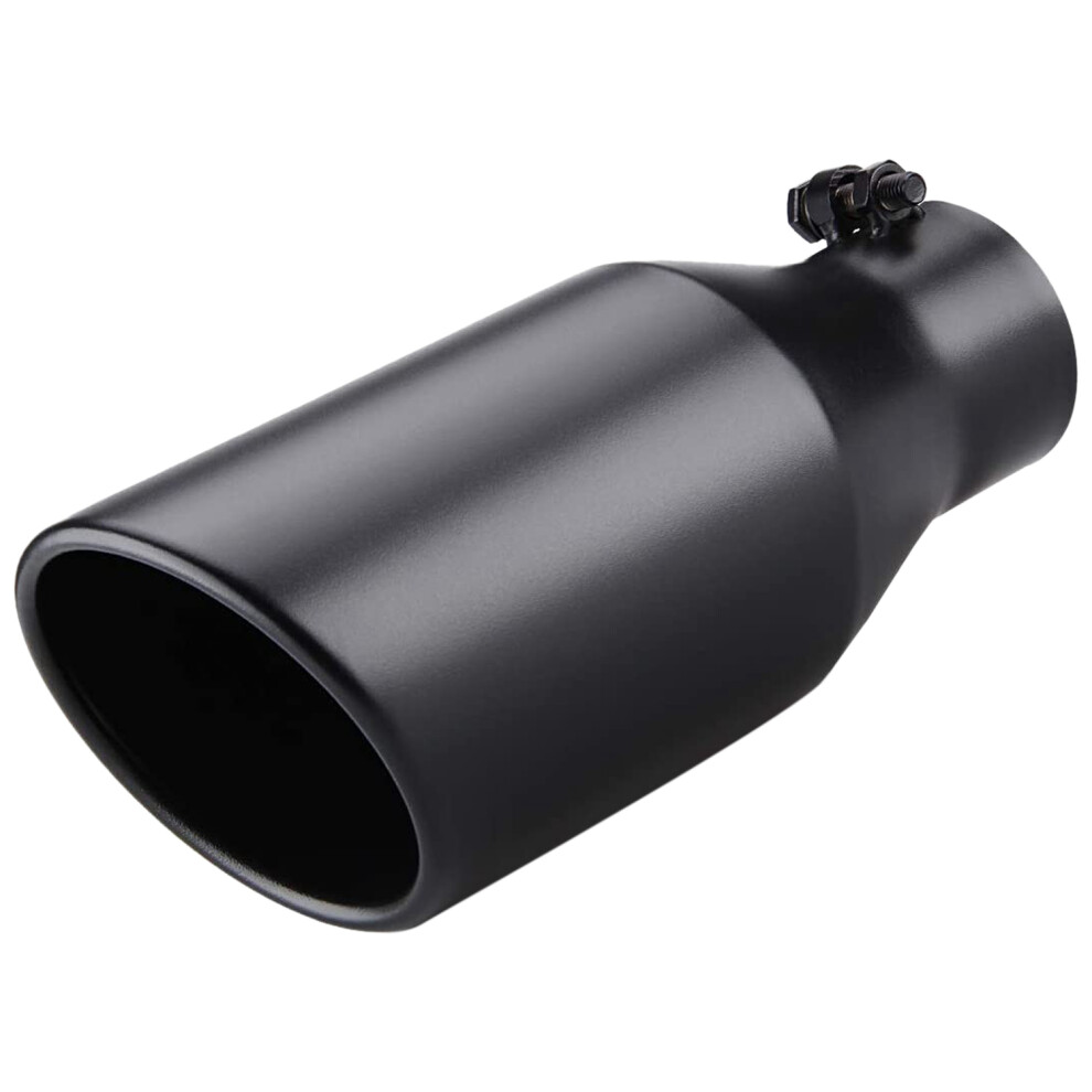 Exhaust Tip 3 Inch Inlet 5 Outlet 12 Overall Length Bolt On Stainless Steel Tailpipe Black 4851337825684