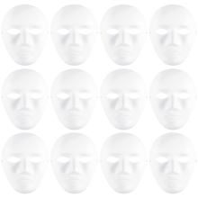 Maschera bianca, 12 pezzi Maschera intera di Halloween fai da te per danza, cosplay, mascherata, carta semplice da decorare