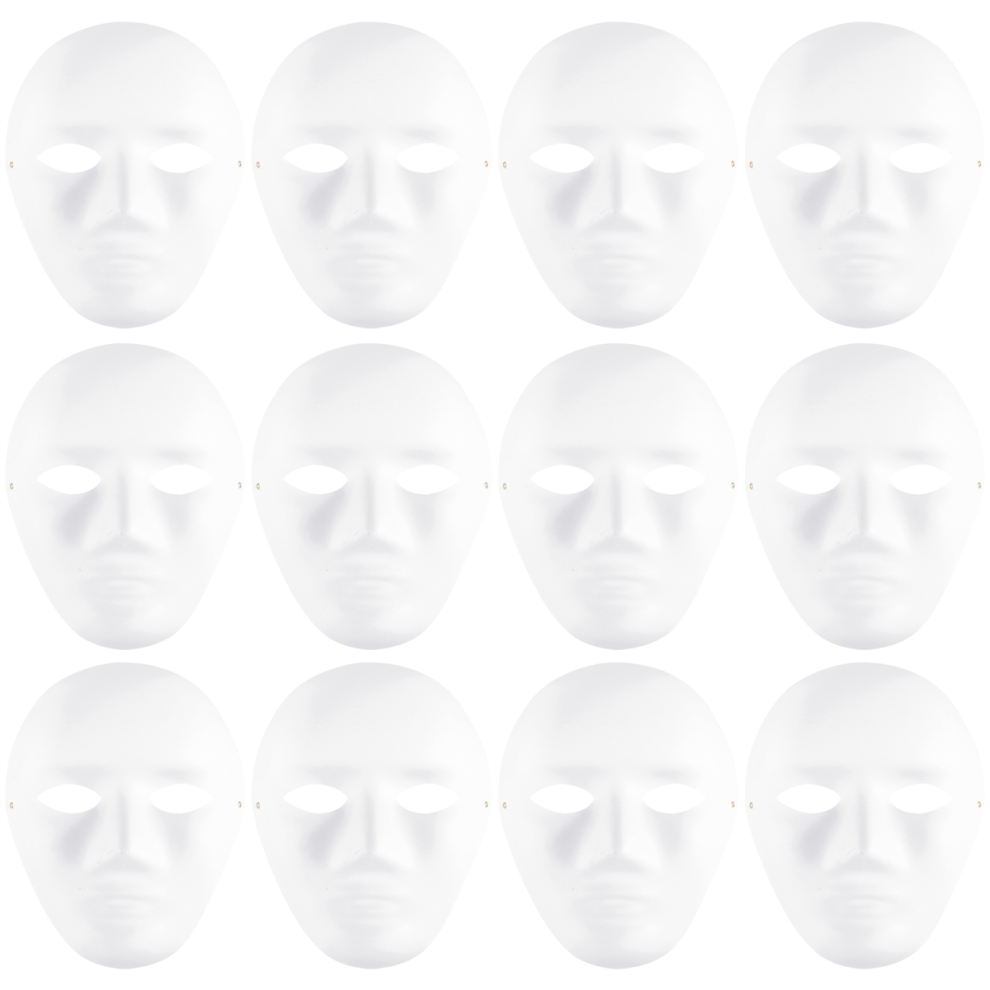 Kopinma White Mask,12Pcs Halloween Full Face Mask Blank Diy Dance Cosplay Plain Masquerade Paper To Decorate