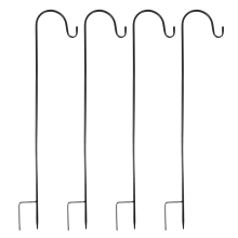 4 Pcs Adjustable Shepherd Crook Hooks,Festoon Pole with Base,Garden Border Hook for String Lights,Flower Ball,Plant