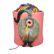 Cat Yarn Bowl Artwork with Hole Crochet Knitting Basket Holder Dispenser for Desktop Bedroom C