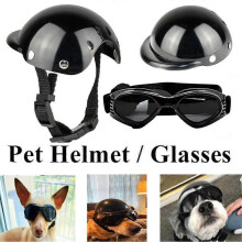(M, One size) Pet Safety Suit Motorcycle Dog Helmet With Sunglasses Cool Fashion Hat Plastic Riding