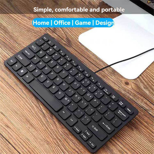 Compact Wired Keyboard USB - Ultra-Thin for PC Mini Gaming Black 2