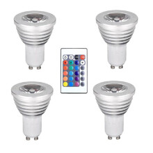 4 GU10-Gl?hbirnen und 1 Fernbedienung mit Speicherfunktion 4 dynamische Beleuchtungsmodi Spotlight 17 Farben ?nderbar