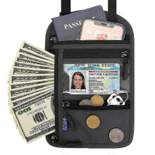 (Light Gray, One size) Travel Passport Wallet Rfid Blocking Passport Holder Bag Multifunctional Neck Pouch With Adjustable Strap For Women Men